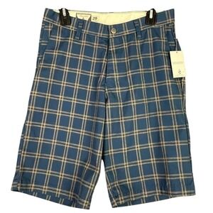 Volcom Frickin Plaid Chino Shorts Mens 29 Blue Skater Streetwear Surfer Beach